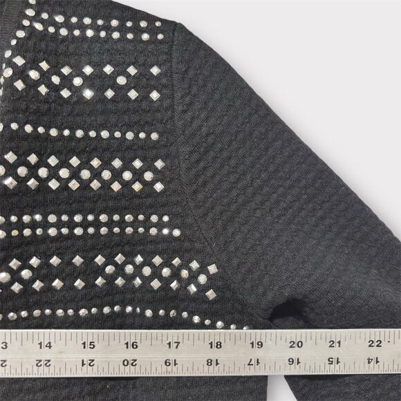 Alfred Dunner Women black studded open-front cardigan Size PS 3/4 Sleeve Office - Picture 4 of 8